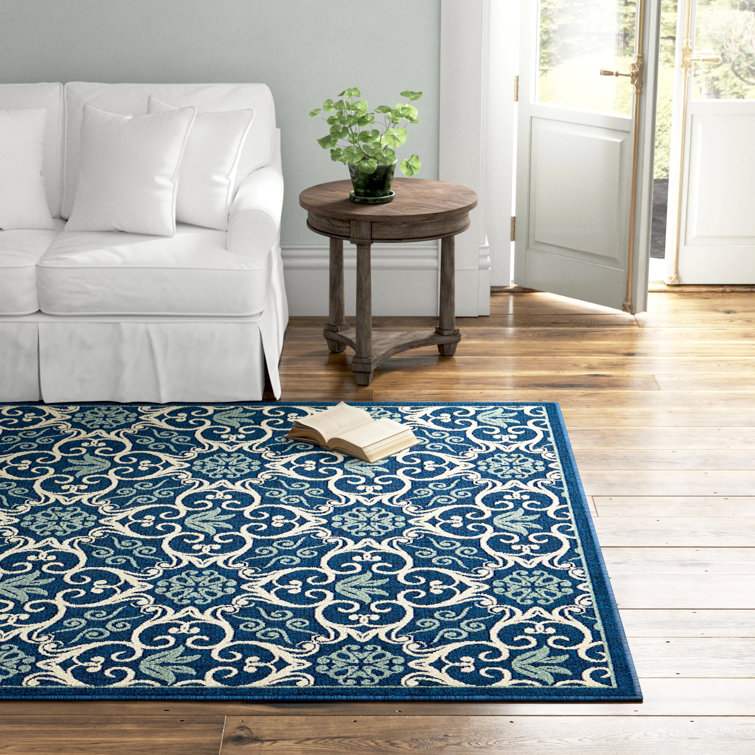 Adelene Navy Blue/Beige Indoor/Outdoor Rug