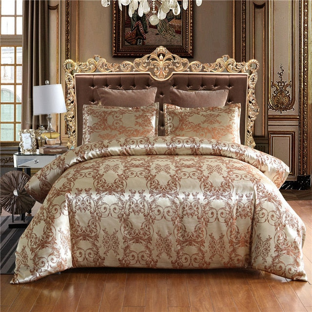 Luxury Bedding Set Satin Jacquard 3pcs Duvet Cover Set