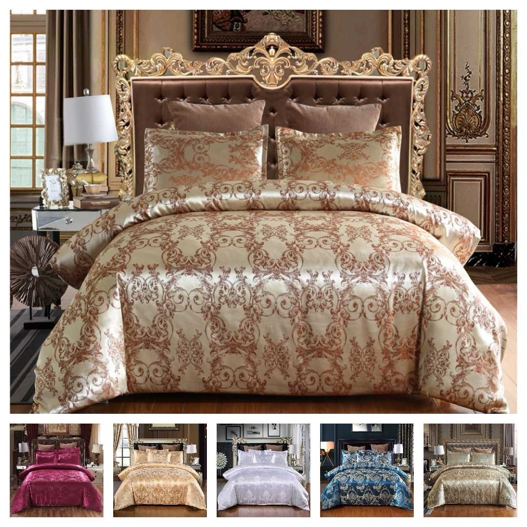 Luxury Bedding Set Satin Jacquard 3pcs Duvet Cover Set