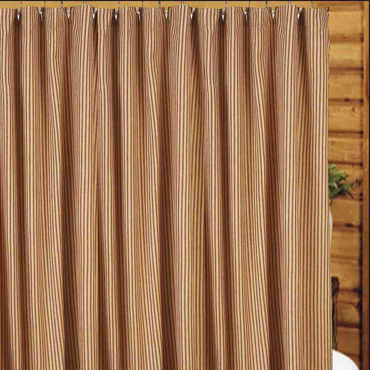 York Ticking Barn Red Shower Curtain